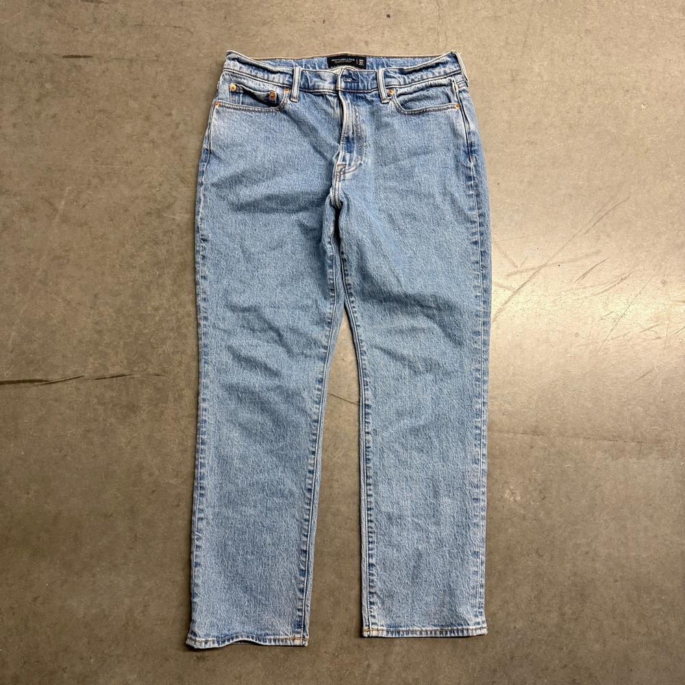 Abercrombie & Fitch Mens Straight Vintage Stretch Light Wash Jeans 34x32